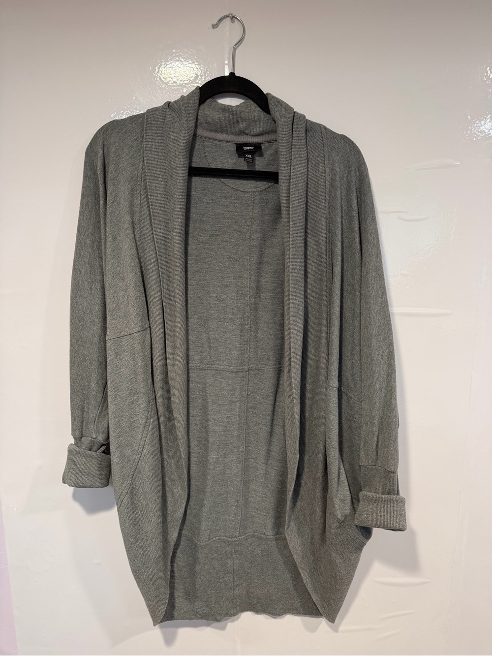 Massimo Heather Gray Open-Front Draped Cardigan